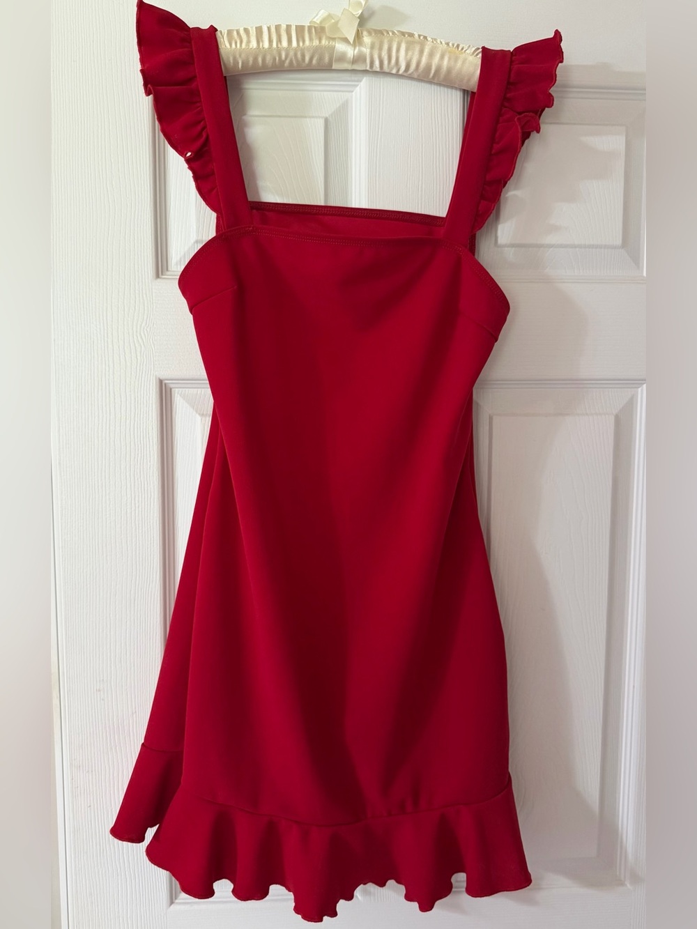Red Ruffle Strap Sundress (medium) - Picture 2 of 4